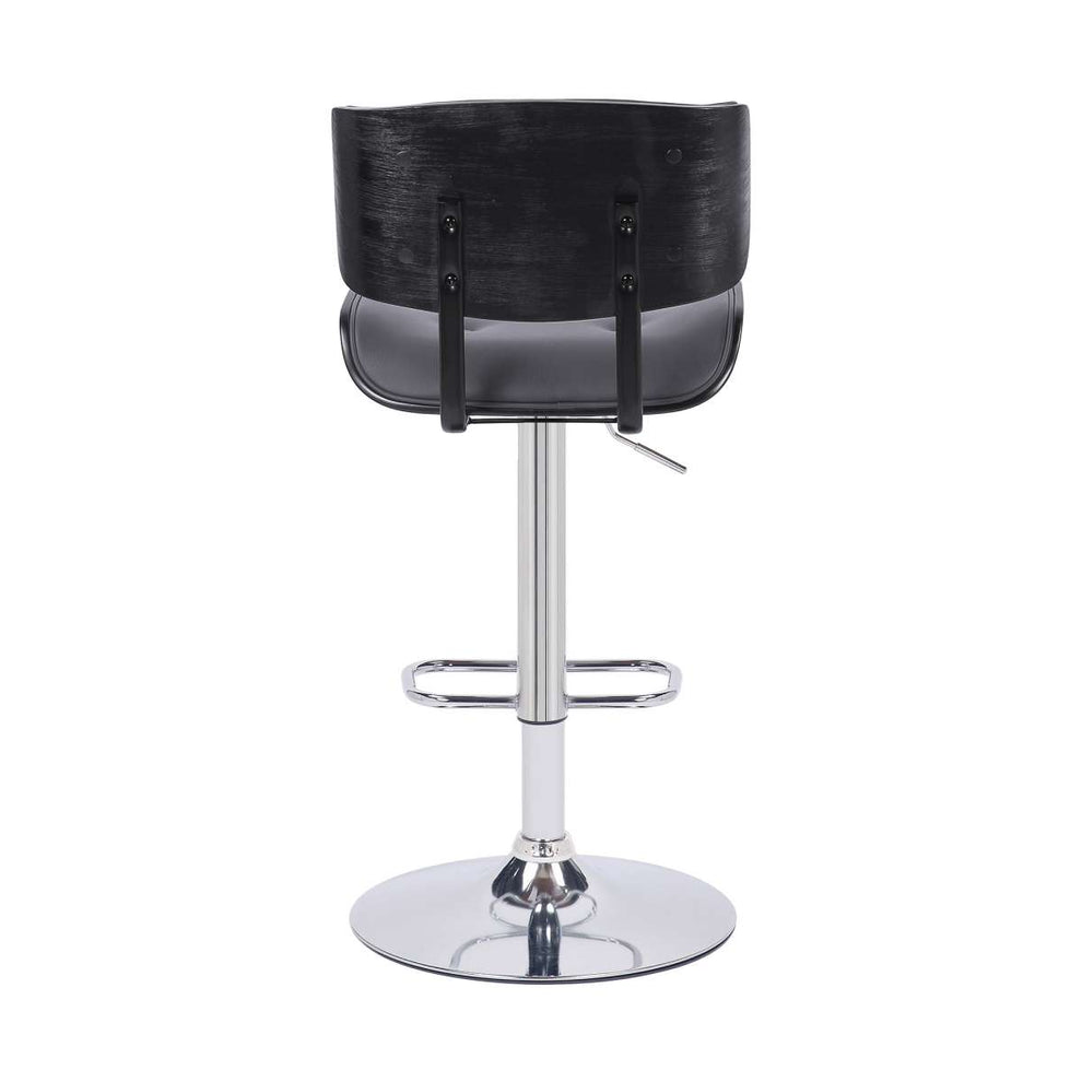 Brooklyn Adjustable Swivel Grey Faux Leather Bar Stool By Armen Living | Bar Stools | Modishstore - 5