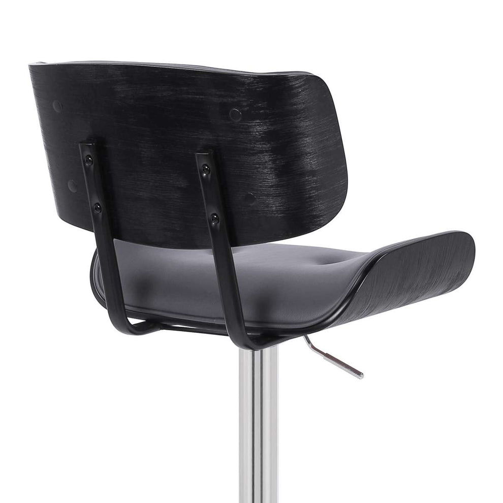 Brooklyn Adjustable Swivel Grey Faux Leather Bar Stool By Armen Living | Bar Stools | Modishstore - 7