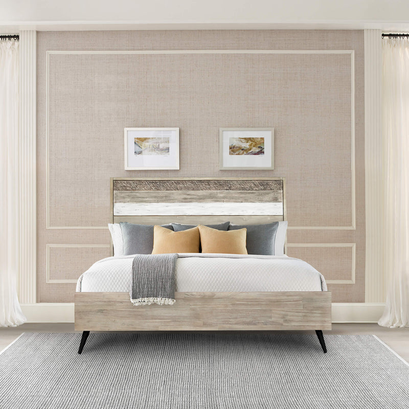 Bridges King Platform Bed in Two Tone Acacia Wood By Armen Living | Beds | Modishstore