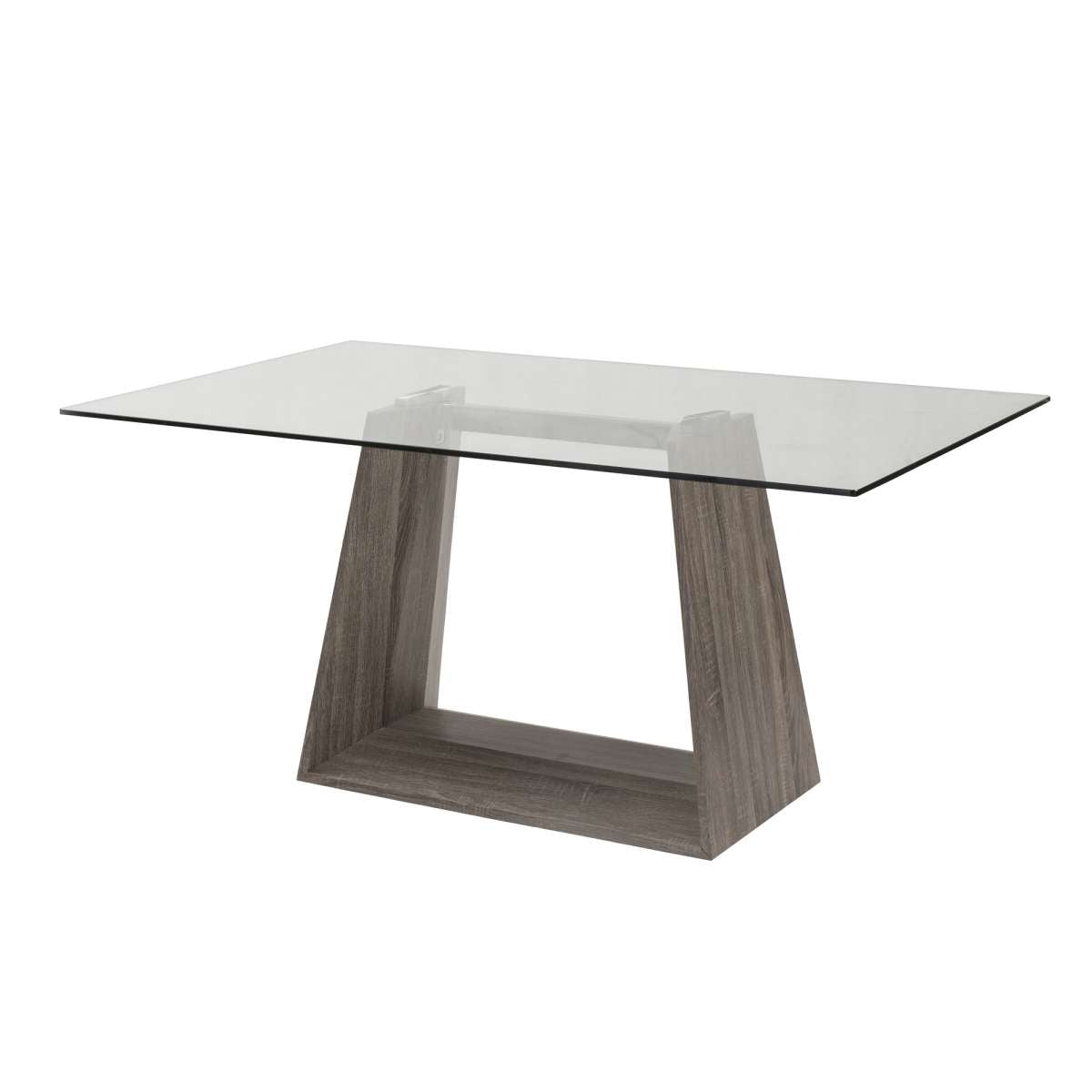 Bravo Contemporary Dining Table In Dark Sonoma Base With Clear Glass By Armen Living | Dining Tables | Modishstore - 2