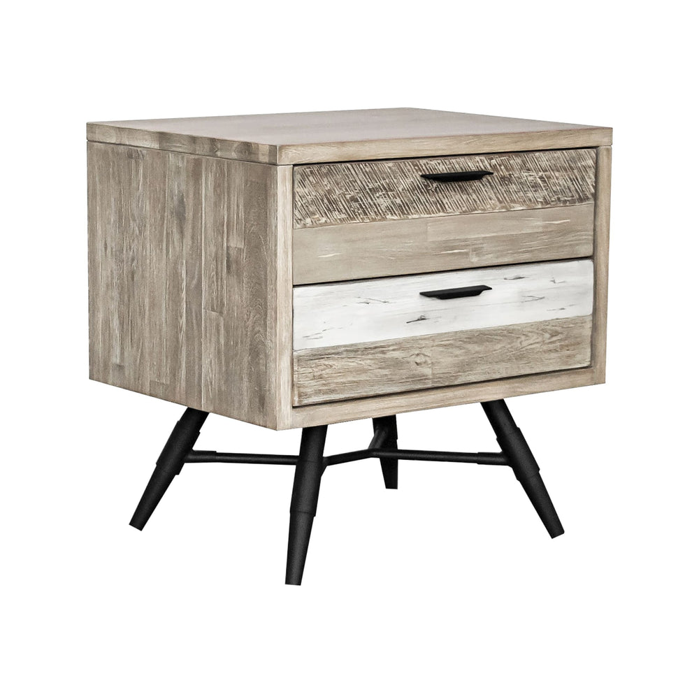Bridges 2 Drawer Nightstand  in Two Tone Acacia Wood By Armen Living | Nightstands | Modishstore - 4