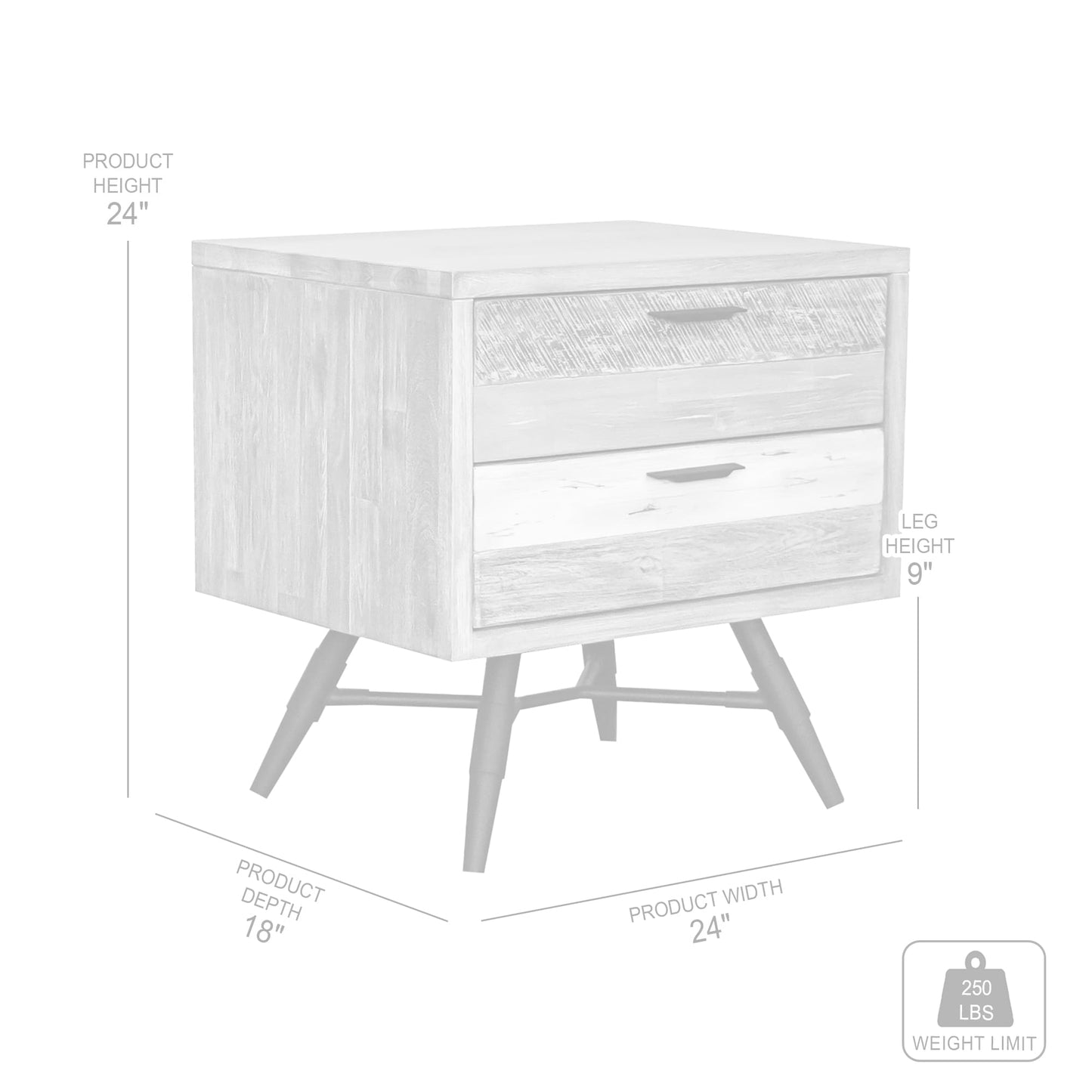 Bridges 2 Drawer Nightstand  in Two Tone Acacia Wood By Armen Living | Nightstands | Modishstore - 8