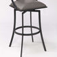 Brisbane Contemporary 30" Bar Height Barstool in Matte Black Finish and Vintage Gray Faux Leather By Armen Living | Bar Stools |  Modishstore  - 3