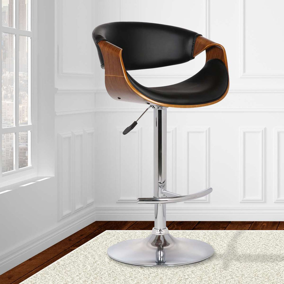 Butterfly Adjustable Height Swivel Black  Bar Stool By Armen Living | Bar Stools | Modishstore