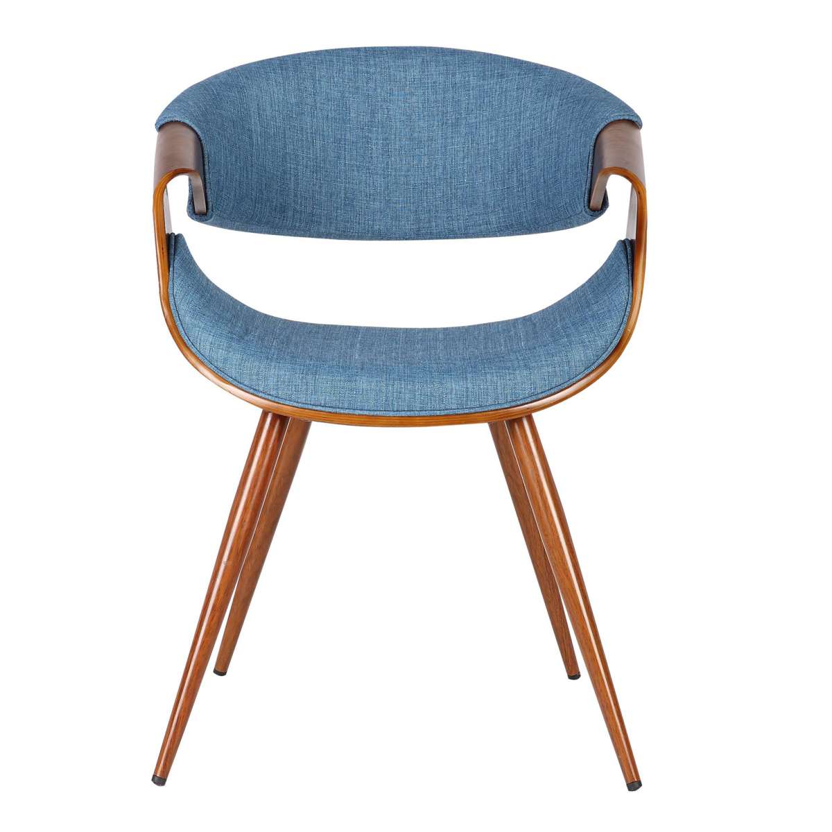 Butterfly Mid-Century Dining Chair in Walnut Finish and Blue Fabric By Armen Living | Dining Chairs | Modishstore - 2