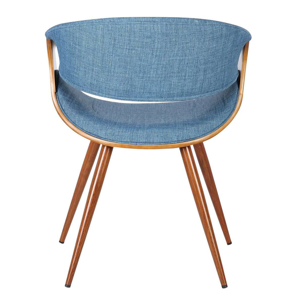 Butterfly Mid-Century Dining Chair in Walnut Finish and Blue Fabric By Armen Living | Dining Chairs | Modishstore - 3
