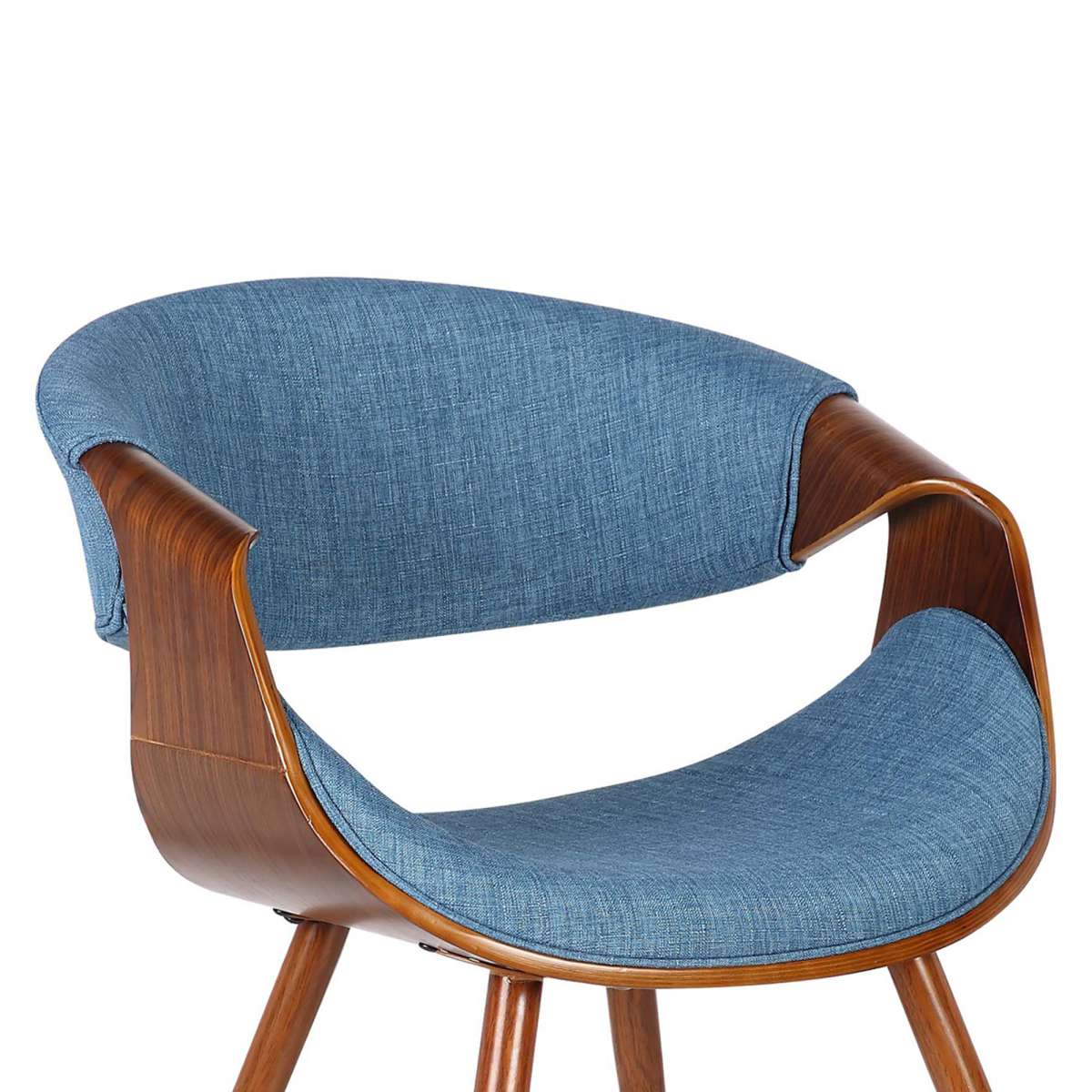 Butterfly Mid-Century Dining Chair in Walnut Finish and Blue Fabric By Armen Living | Dining Chairs | Modishstore - 4