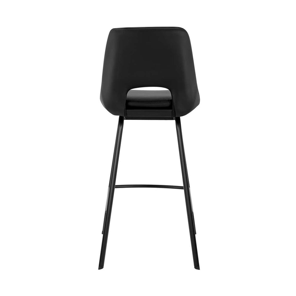 Carise Black Faux Leather and Black Metal Swivel 30" Bar Stool By Armen Living | Bar Stools | Modishstore - 4