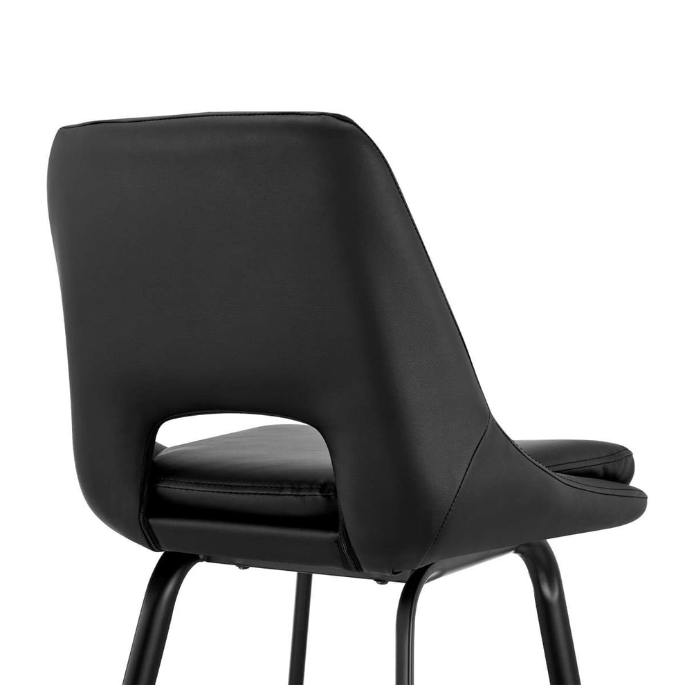 Carise Black Faux Leather and Black Metal Swivel 30" Bar Stool By Armen Living | Bar Stools | Modishstore - 6