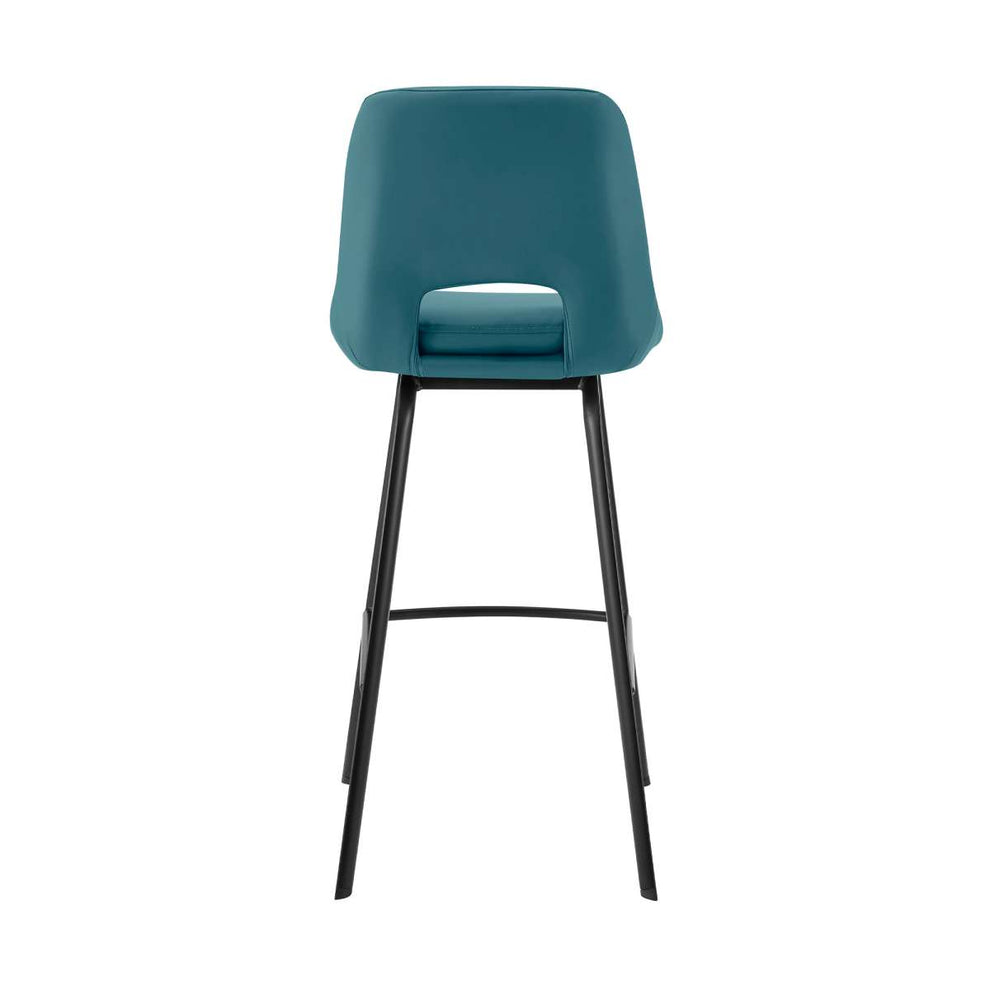 Carise Blue Faux Leather and Black Metal Swivel 26" Counter Stool By Armen Living | Bar Stools | Modishstore - 3