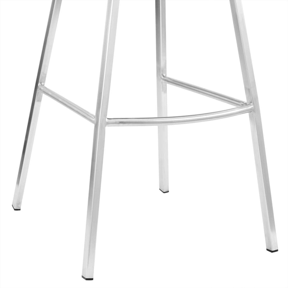 Carise Gray Faux Leather and Brushed Stainless Steel Swivel 26" Counter Stool By Armen Living | Bar Stools | Modishstore - 7