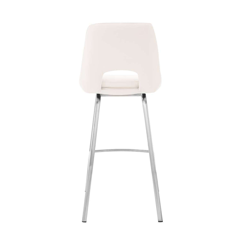 Carise White Faux Leather and Brushed Stainless Steel Swivel 26" Counter Stool By Armen Living | Bar Stools | Modishstore - 4
