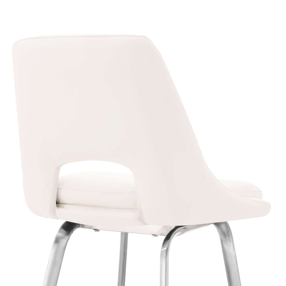 Carise White Faux Leather and Brushed Stainless Steel Swivel 26" Counter Stool By Armen Living | Bar Stools | Modishstore - 6