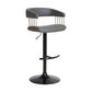 Calista Adjustable Bar Stool in Grey Faux Leather with Golden Bronze and Black Metal By Armen Living | Bar Stools | Modishstore - 2