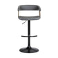 Calista Adjustable Bar Stool in Grey Faux Leather with Golden Bronze and Black Metal By Armen Living | Bar Stools | Modishstore - 3