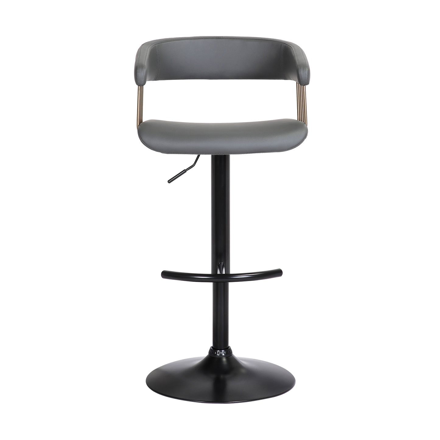 Calista Adjustable Bar Stool in Grey Faux Leather with Golden Bronze and Black Metal By Armen Living | Bar Stools | Modishstore - 3