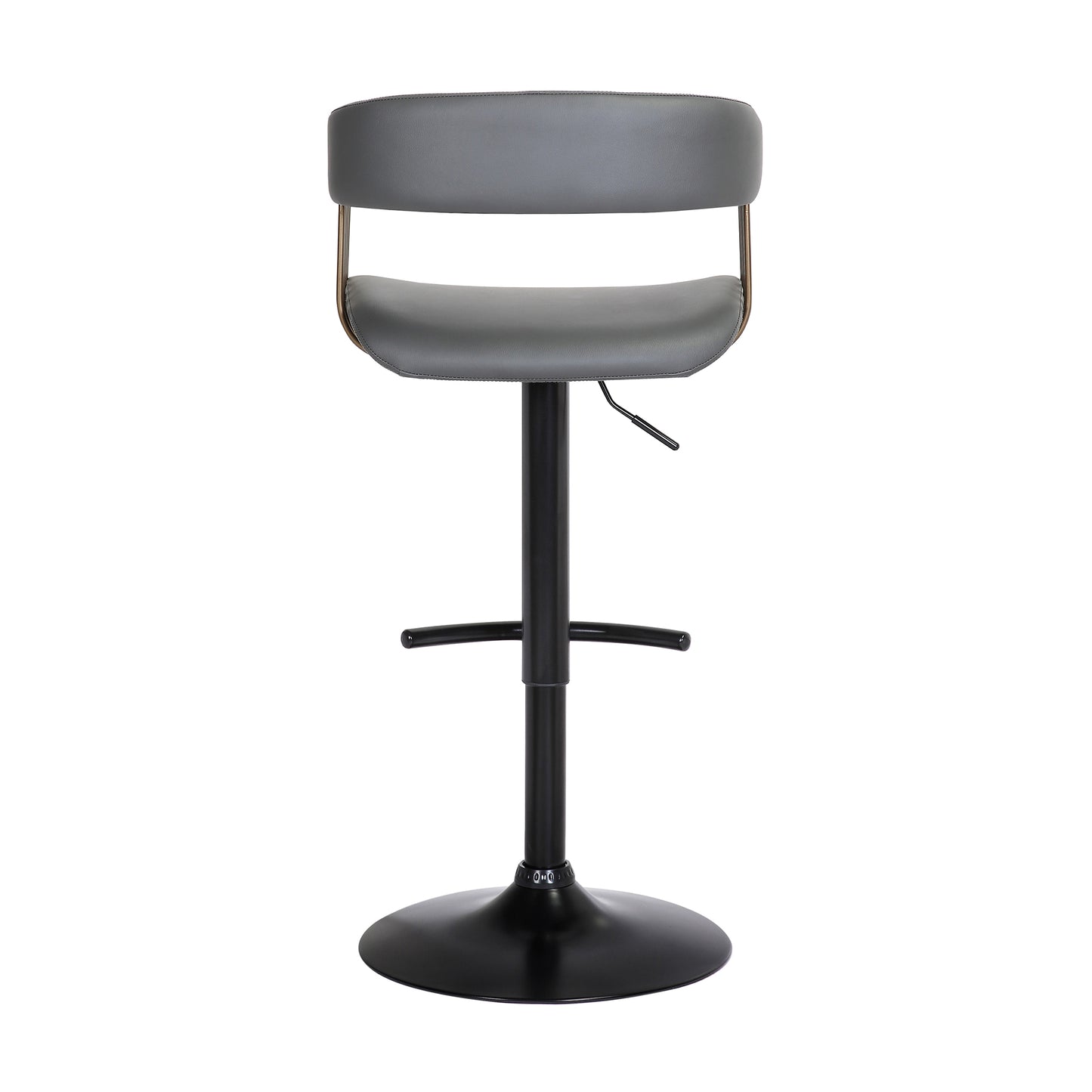 Calista Adjustable Bar Stool in Grey Faux Leather with Golden Bronze and Black Metal By Armen Living | Bar Stools | Modishstore - 6