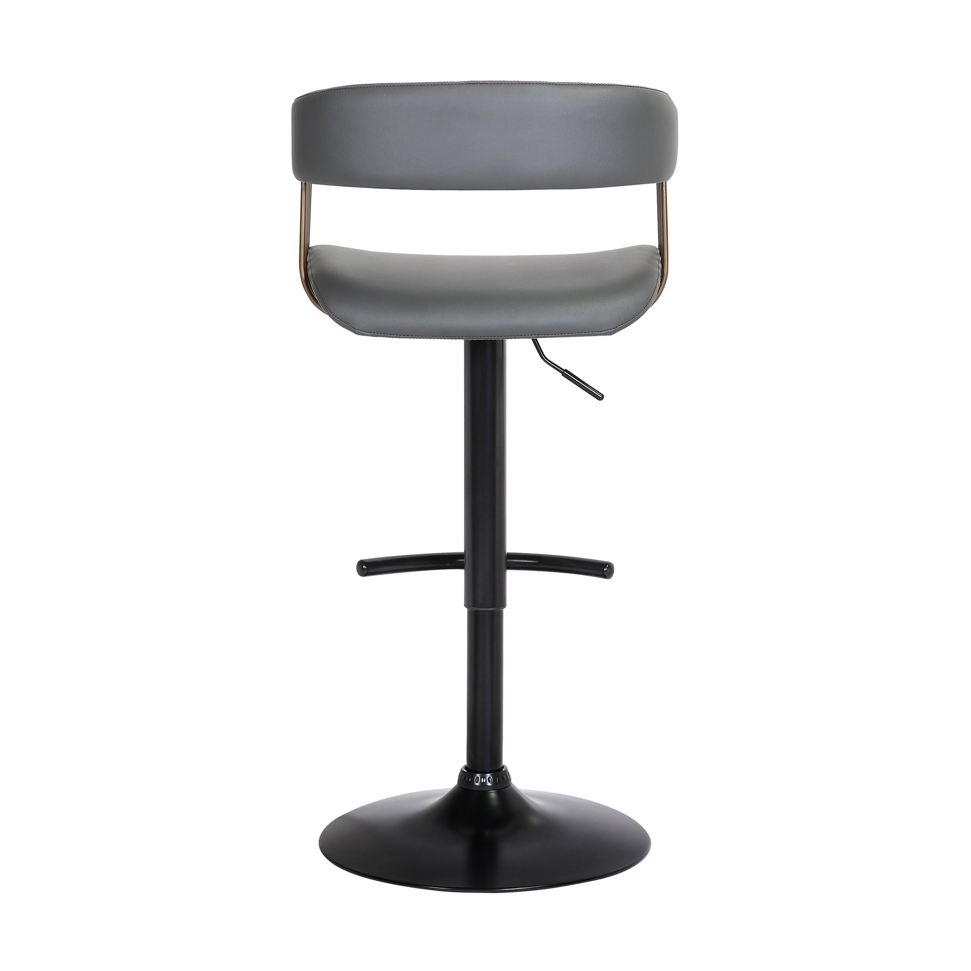 Calista Adjustable Bar Stool in Grey Faux Leather with Golden Bronze and Black Metal By Armen Living | Bar Stools | Modishstore - 6