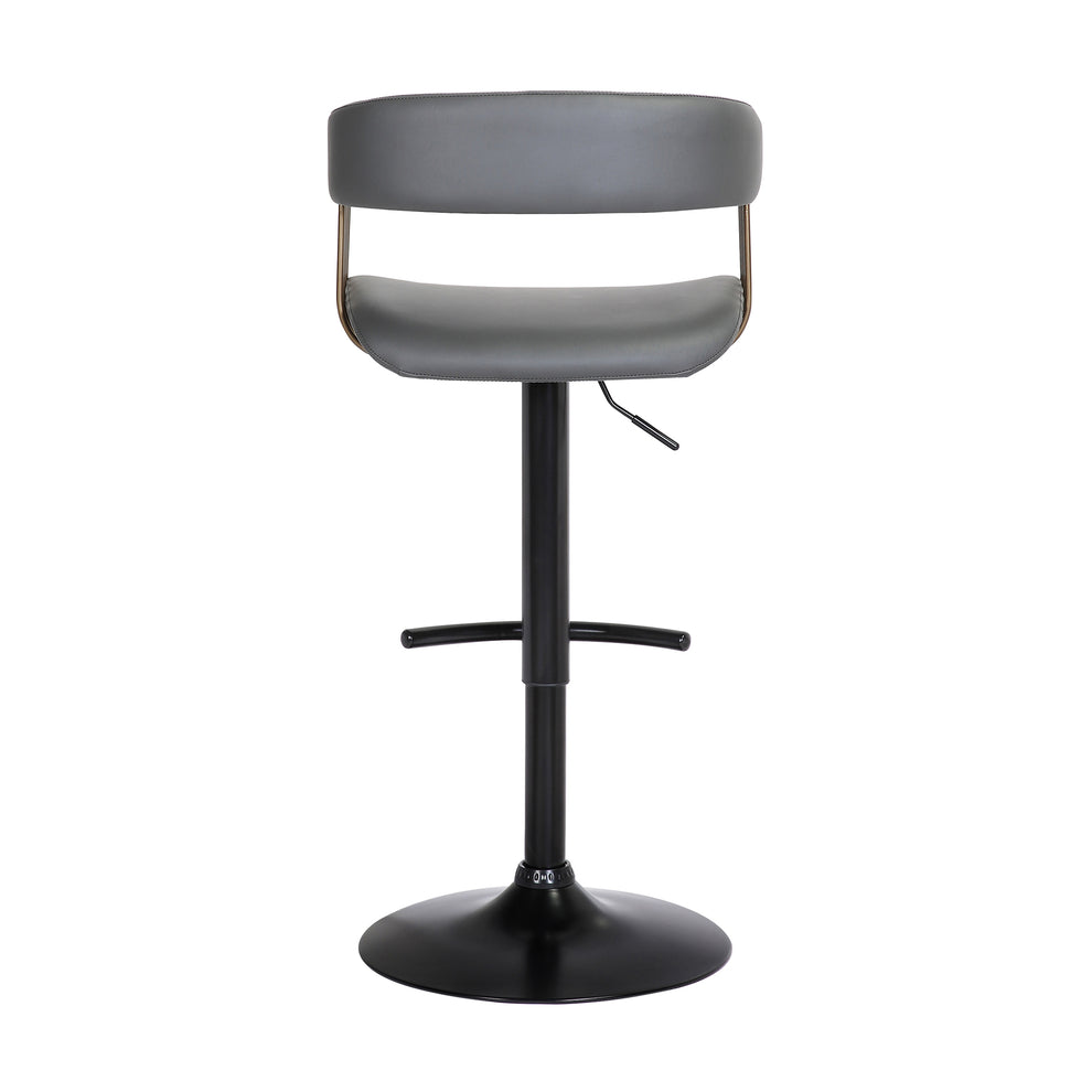 Calista Adjustable Bar Stool in Grey Faux Leather with Golden Bronze and Black Metal By Armen Living | Bar Stools | Modishstore - 6