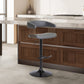 Calista Adjustable Bar Stool in Grey Faux Leather with Golden Bronze and Black Metal By Armen Living | Bar Stools | Modishstore