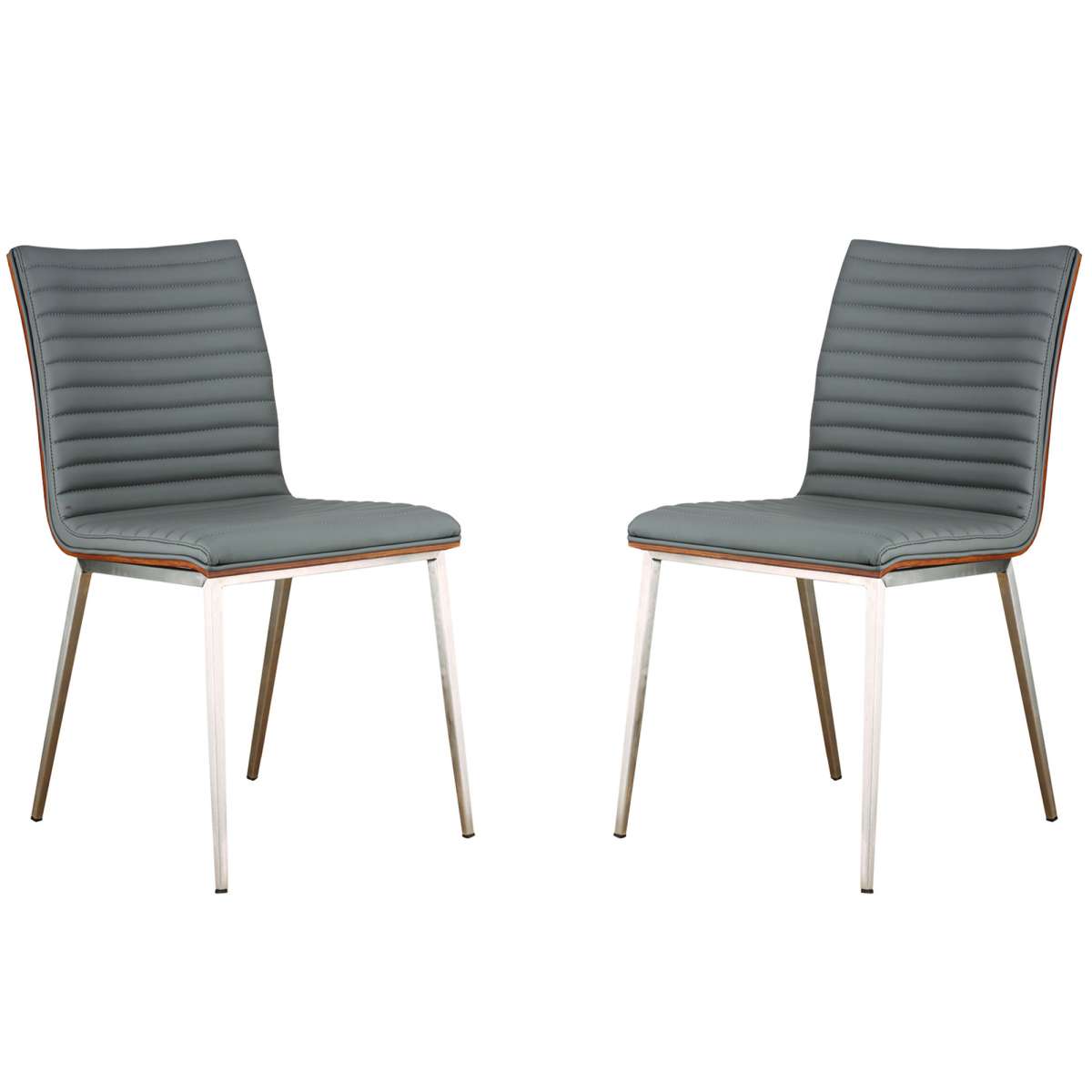 Café Brushed Stainless Steel Dining Chair Set of 2 By Armen Living | Dining Chairs | Modishstore