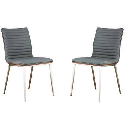 Café Brushed Stainless Steel Dining Chair Set of 2 By Armen Living | Dining Chairs | Modishstore
