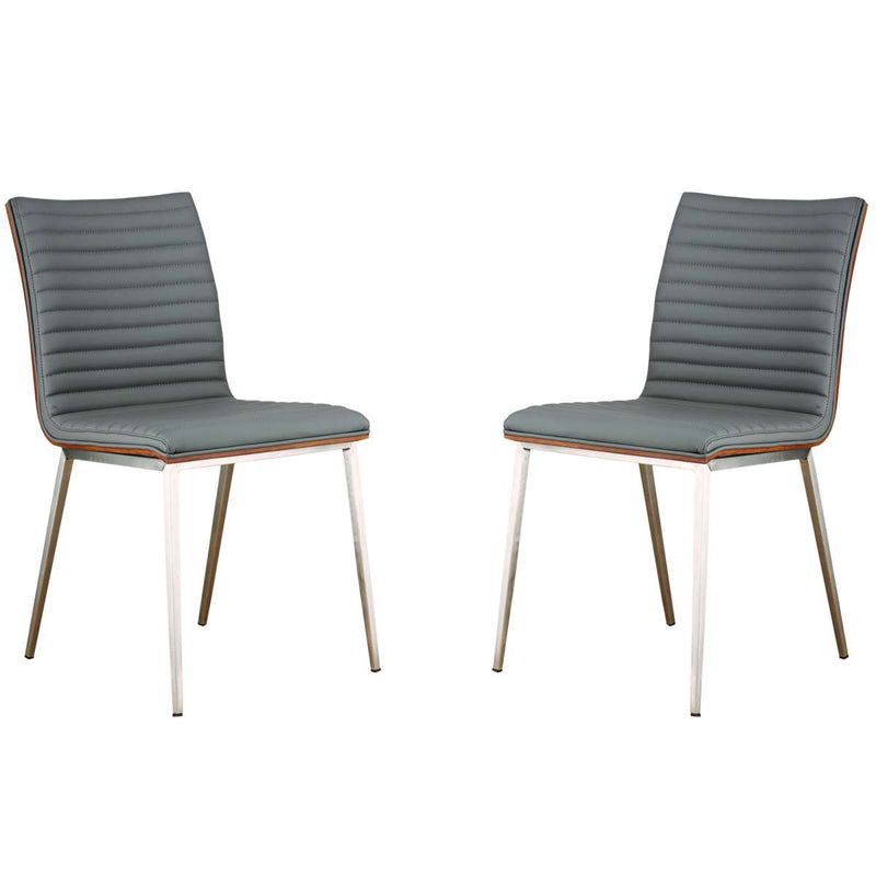 Café Brushed Stainless Steel Dining Chair Set of 2 By Armen Living | Dining Chairs | Modishstore