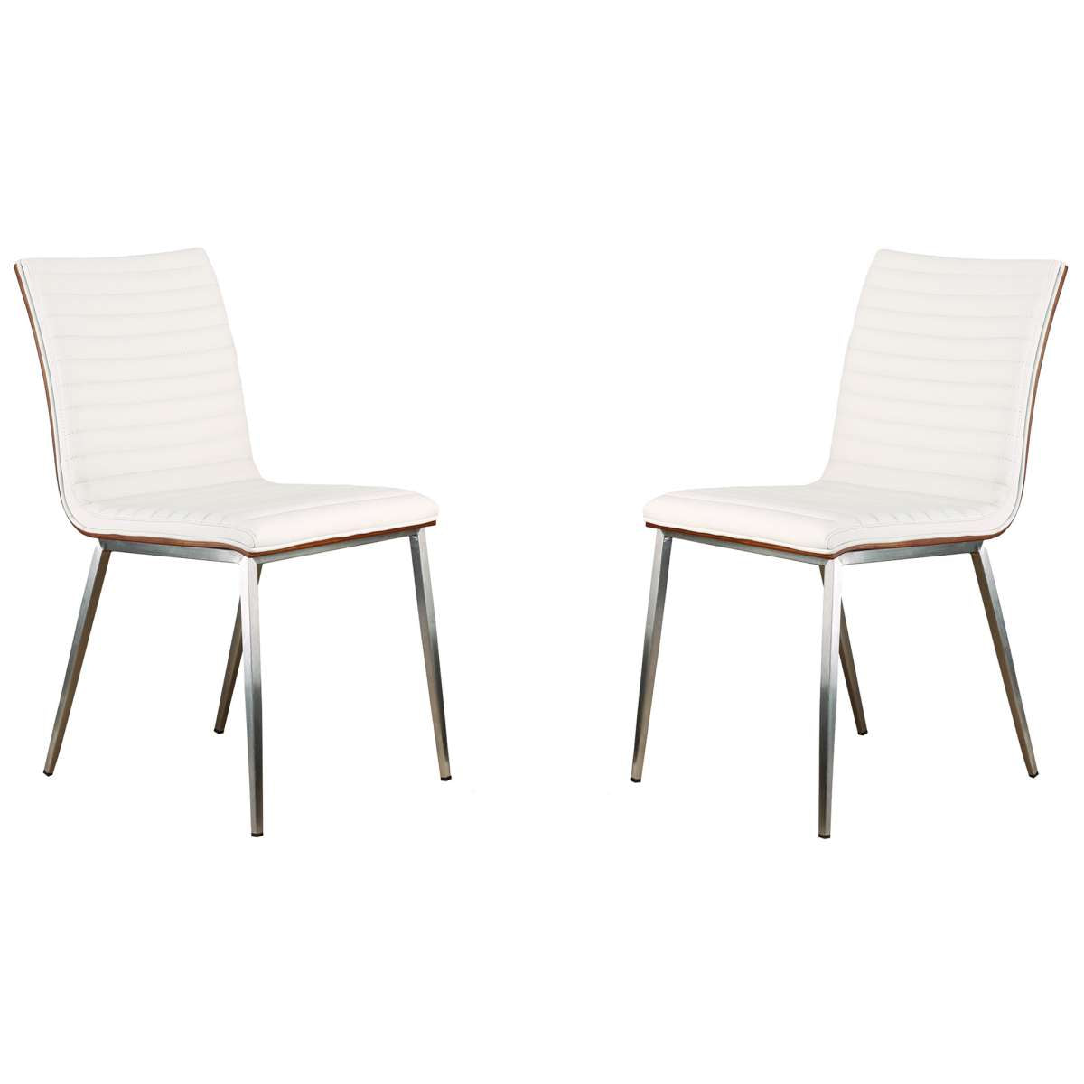 Café Brushed Stainless Steel Dining Chair Set of 2 By Armen Living | Dining Chairs | Modishstore - 4