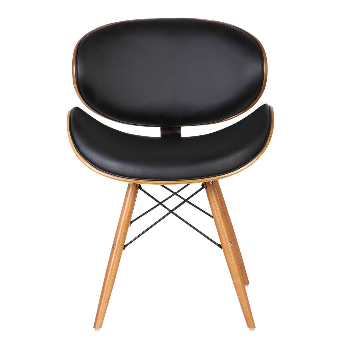 Cassie Mid-Century Dining Chair in Walnut Wood and Black Faux Leather By Armen Living | Dining Chairs | Modishstore - 2