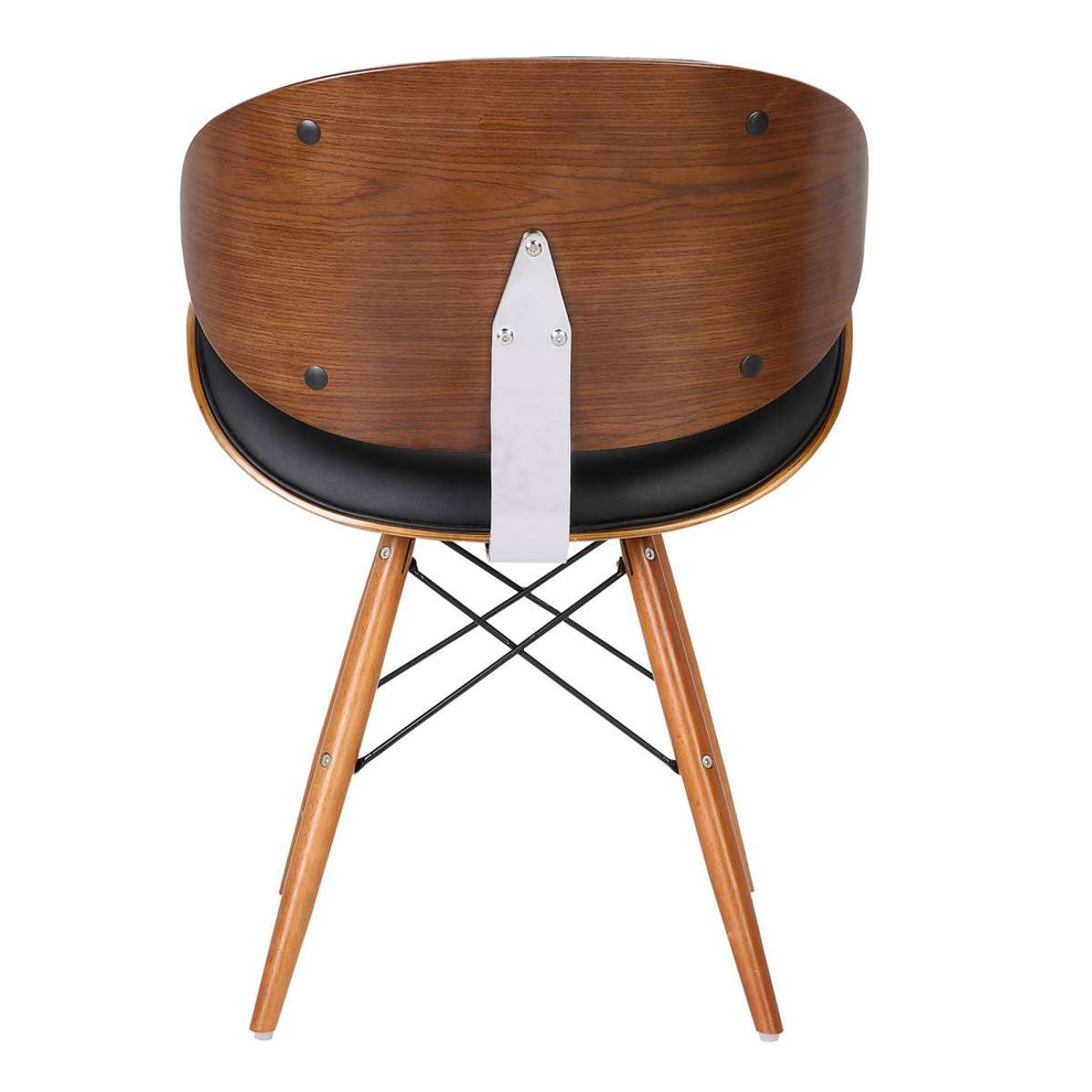 Cassie Mid-Century Dining Chair in Walnut Wood and Black Faux Leather By Armen Living | Dining Chairs | Modishstore - 3