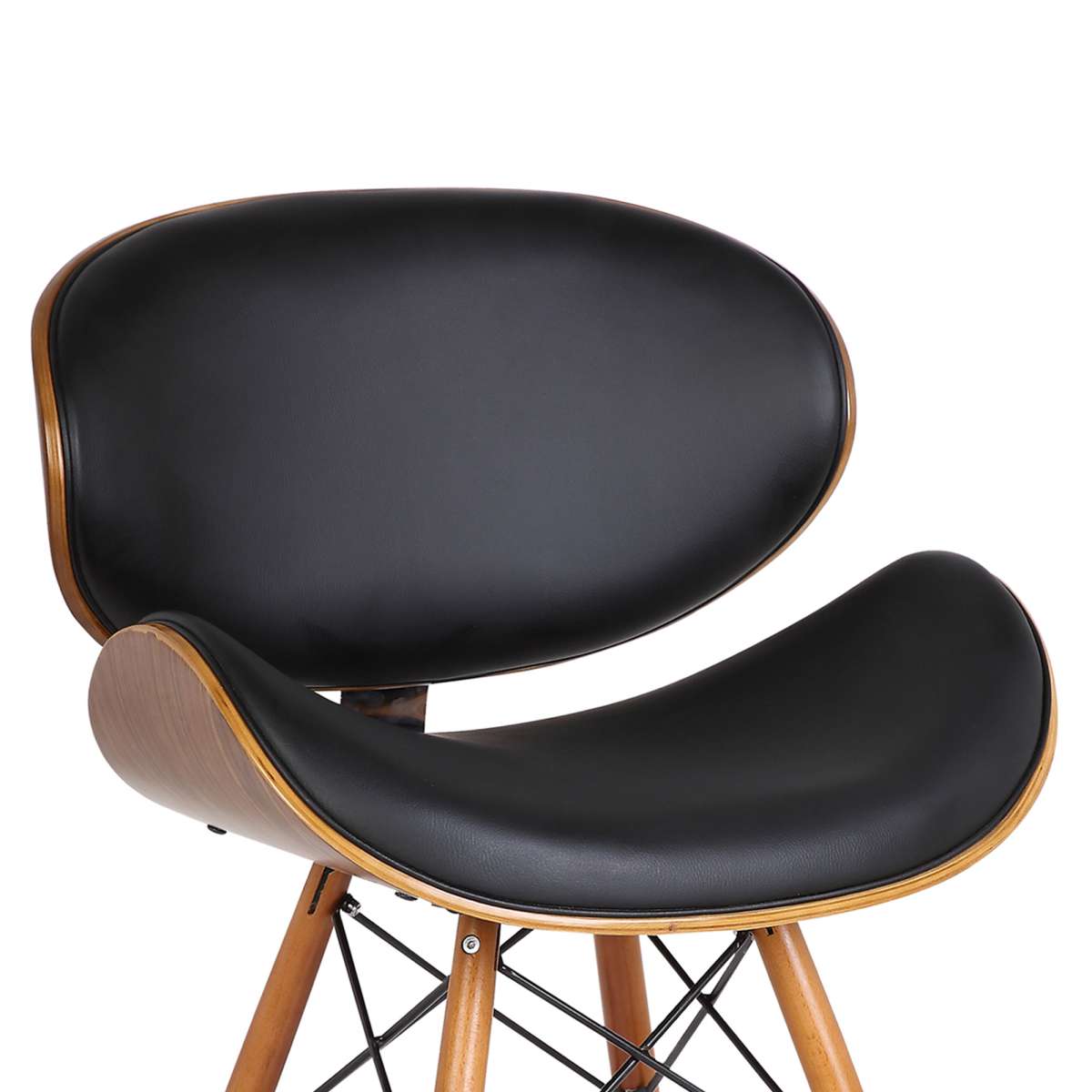 Cassie Mid-Century Dining Chair in Walnut Wood and Black Faux Leather By Armen Living | Dining Chairs | Modishstore - 4