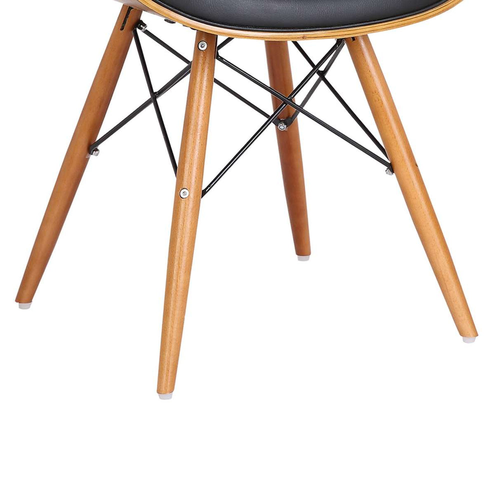 Cassie Mid-Century Dining Chair in Walnut Wood and Black Faux Leather By Armen Living | Dining Chairs | Modishstore - 5