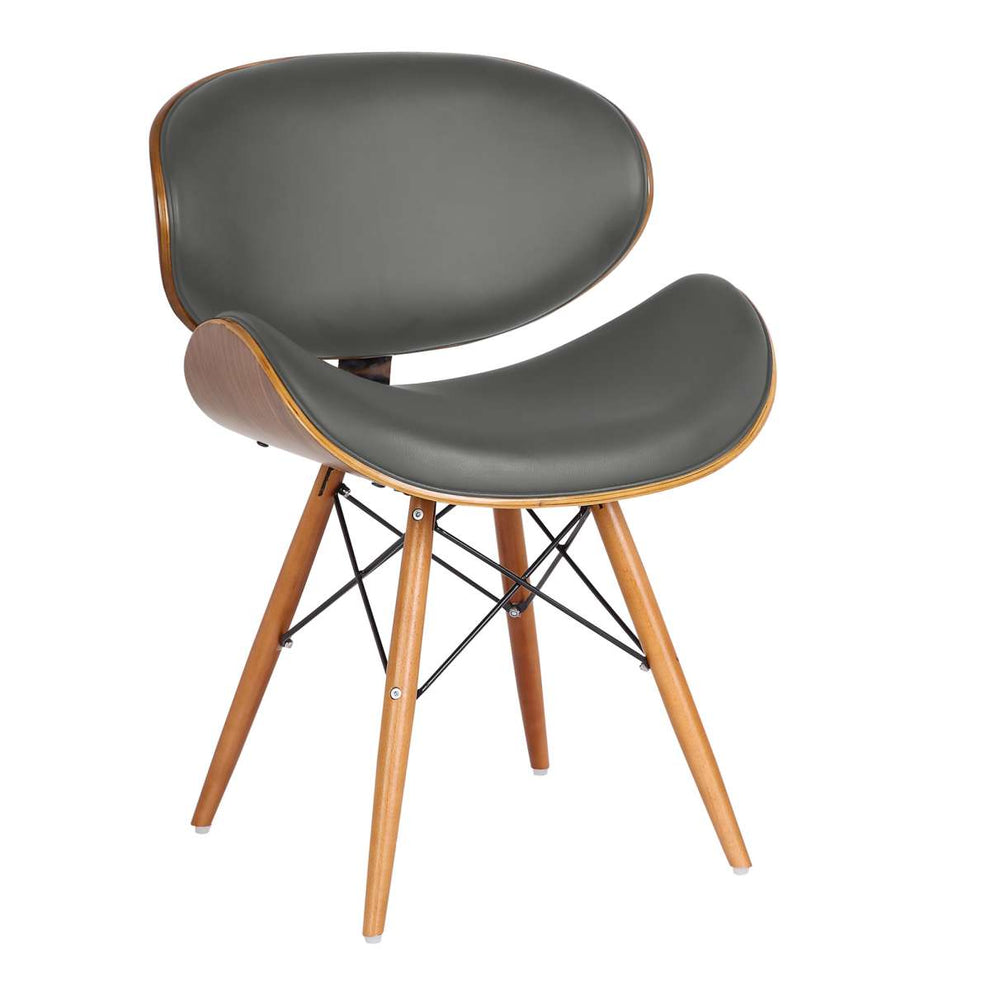 Cassie Mid-Century Dining Chair in Walnut Wood and Black Faux Leather By Armen Living | Dining Chairs | Modishstore - 6