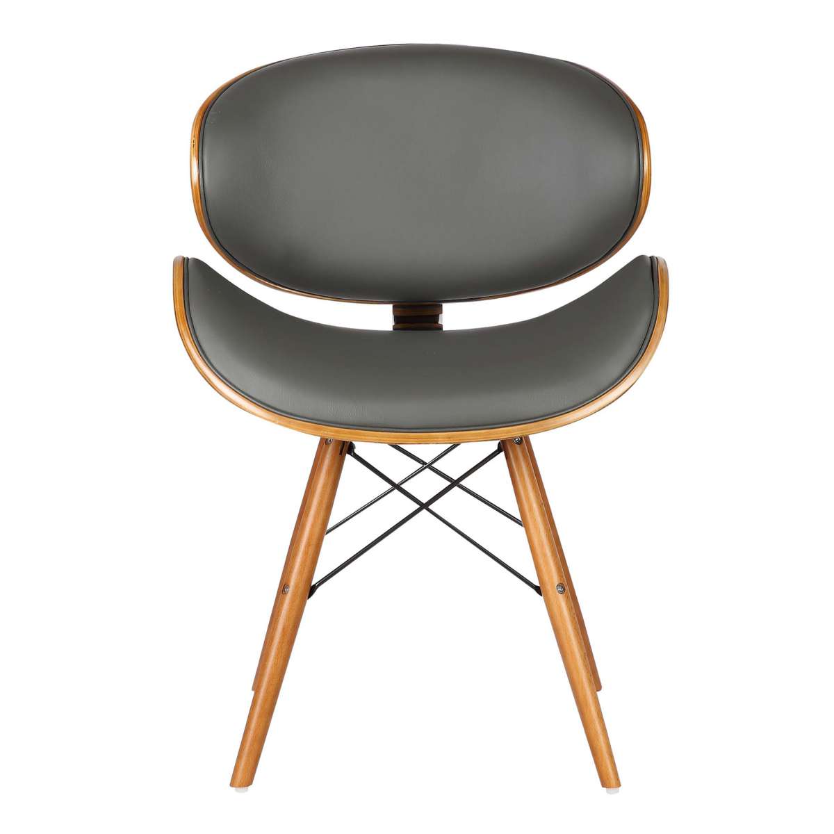 Cassie Mid-Century Dining Chair in Walnut Wood and Black Faux Leather By Armen Living | Dining Chairs | Modishstore - 7