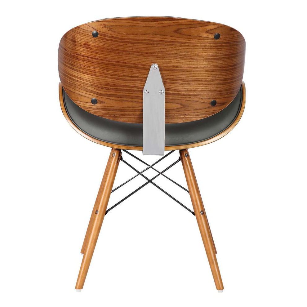 Cassie Mid-Century Dining Chair in Walnut Wood and Black Faux Leather By Armen Living | Dining Chairs | Modishstore - 8