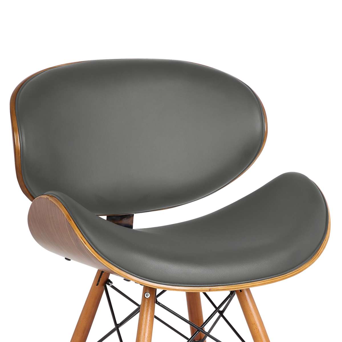 Cassie Mid-Century Dining Chair in Walnut Wood and Black Faux Leather By Armen Living | Dining Chairs | Modishstore - 9