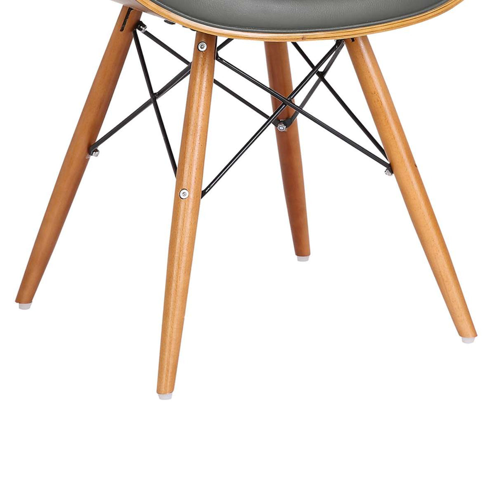 Cassie Mid-Century Dining Chair in Walnut Wood and Black Faux Leather By Armen Living | Dining Chairs | Modishstore - 11