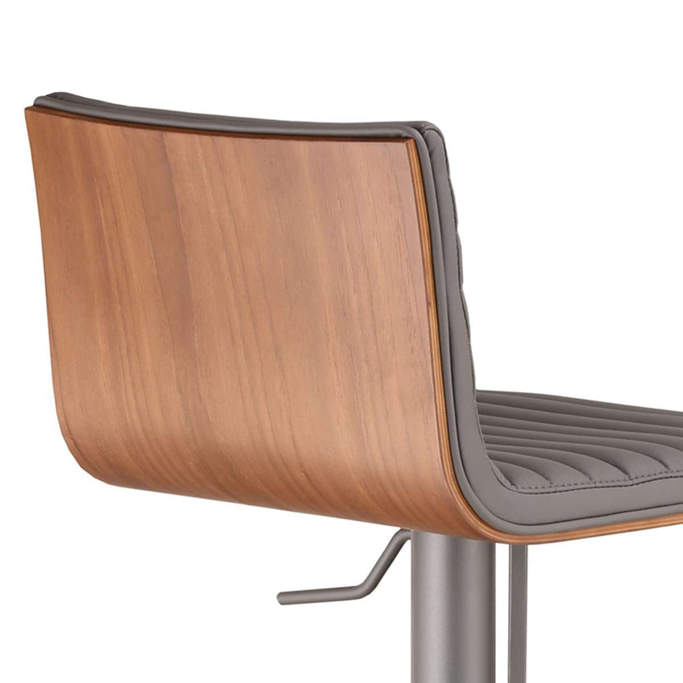 Café Adjustable Height Swivel Grey Faux Leather Bar Stool By Armen Living | Bar Stools | Modishstore - 7