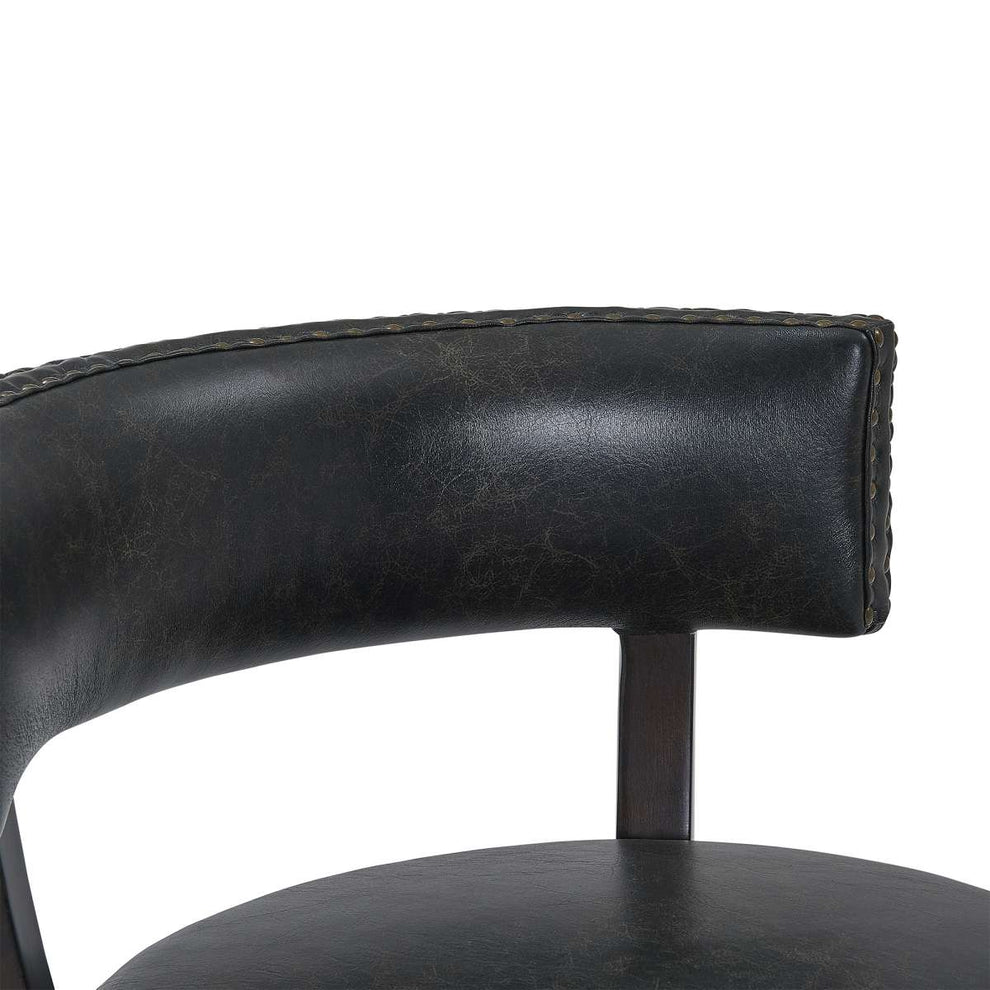 Corbin 30" Bar Height Swivel Onyx Faux Leather and Espresso Wood Bar Stool By Armen Living | Bar Stools |  Modishstore  - 5