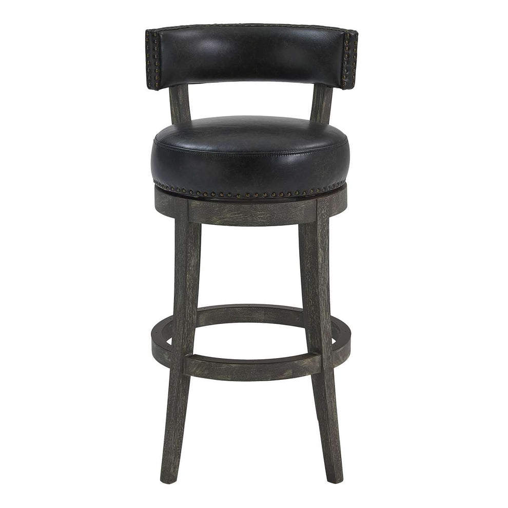 Corbin 26" Counter Height Swivel Onyx Faux Leather and American Grey Wood Bar Stool By Armen Living | Bar Stools |  Modishstore  - 7