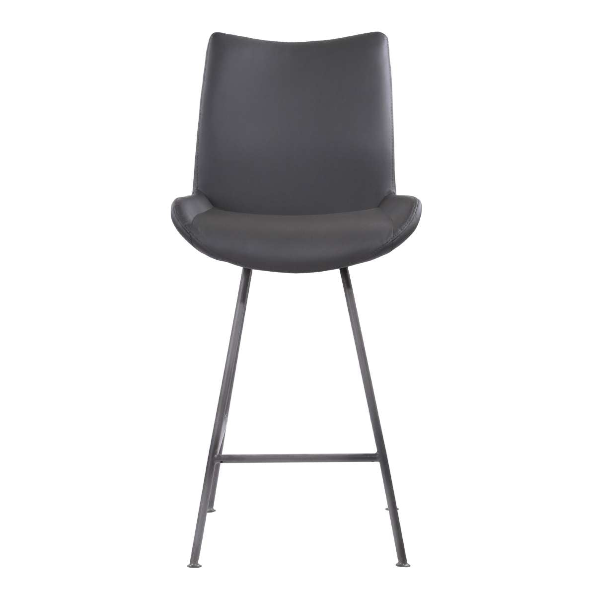 Coronado Contemporary 26" Counter Height Barstool in Brushed Gray Powder Coated Finish and Gray Faux Leather By Armen Living | Bar Stools | Modishstore - 2