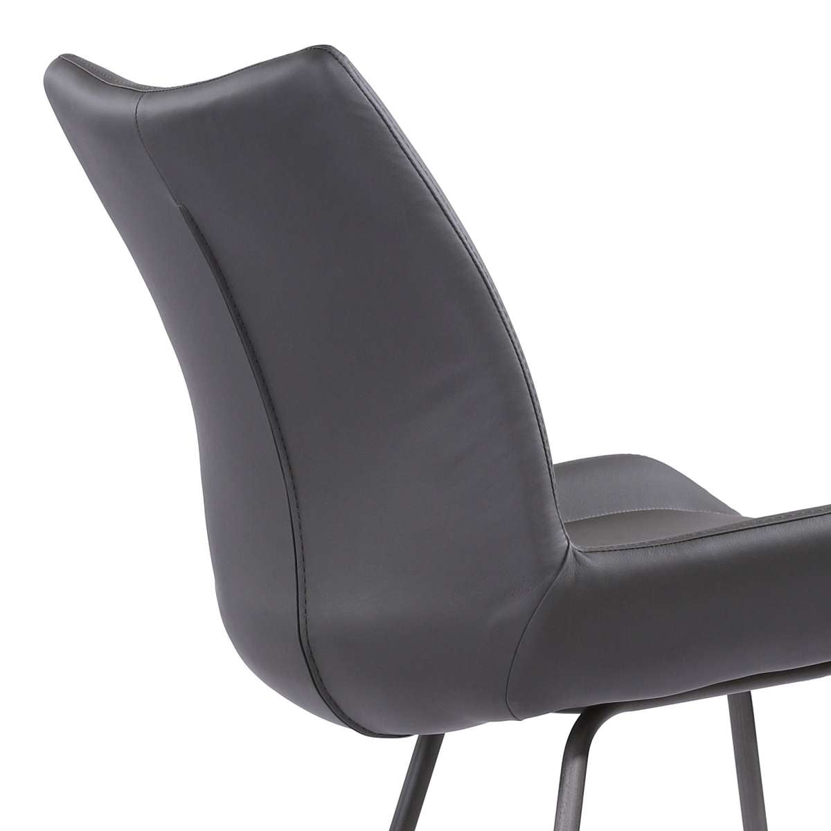 Coronado Contemporary 26" Counter Height Barstool in Brushed Gray Powder Coated Finish and Gray Faux Leather By Armen Living | Bar Stools | Modishstore - 4