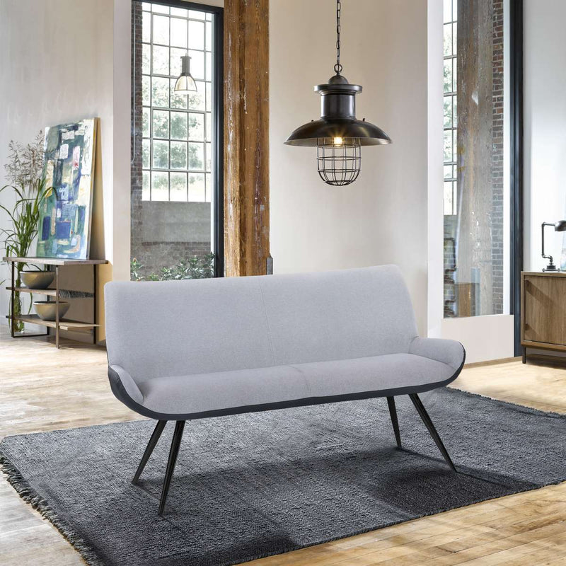 Coronado Contemporary Bench in Brushed Gray Powder Coated Finish and Gray Fabric By Armen Living | Benches | Modishstore