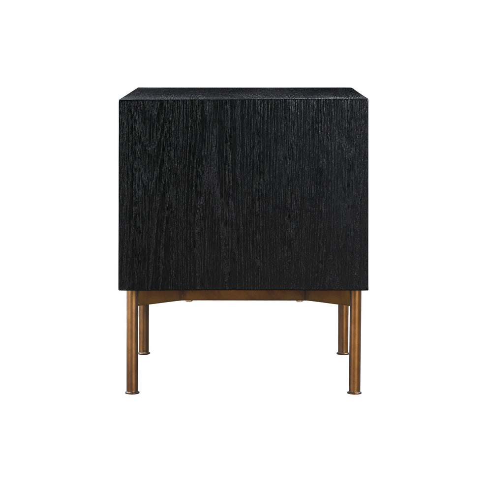 Carnaby 2 Drawer Nightstand in Black Brushed Oak and Bronze By Armen Living | Nightstands | Modishstore - 6
