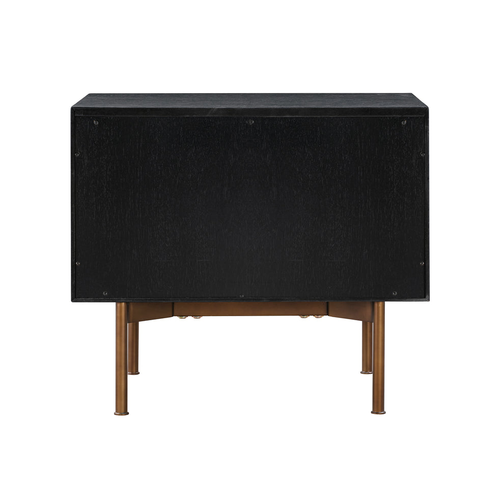 Carnaby 2 Drawer Nightstand in Black Brushed Oak and Bronze By Armen Living | Nightstands | Modishstore - 7