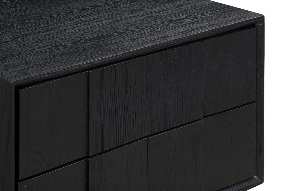 Carnaby 2 Drawer Nightstand in Black Brushed Oak and Bronze By Armen Living | Nightstands | Modishstore - 8