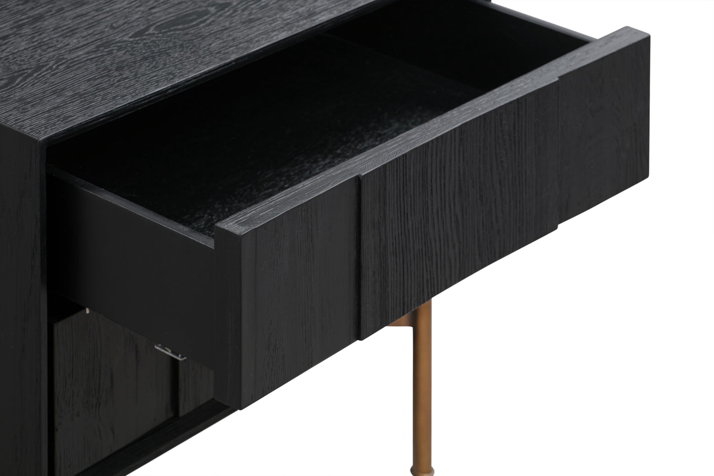 Carnaby 2 Drawer Nightstand in Black Brushed Oak and Bronze By Armen Living | Nightstands | Modishstore - 11