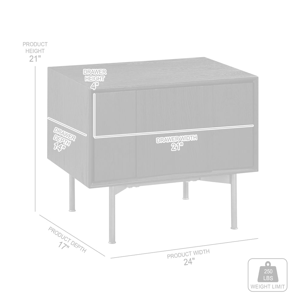 Carnaby 2 Drawer Nightstand in Black Brushed Oak and Bronze By Armen Living | Nightstands | Modishstore - 10