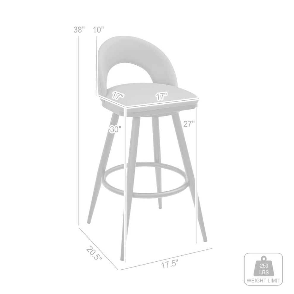 Charlotte 30" Swivel Bar Stool in Brushed Stainless Steel with Gray Faux Leather By Armen Living | Bar Stools | Modishstore - 6