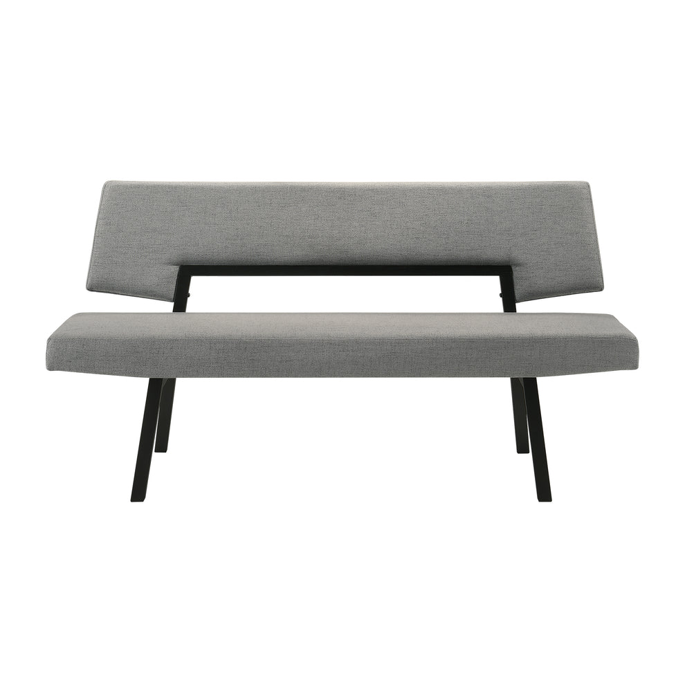Channell Wood Dining Bench in Black Finish with Charcoal Fabric By Armen Living | Benches | Modishstore - 3